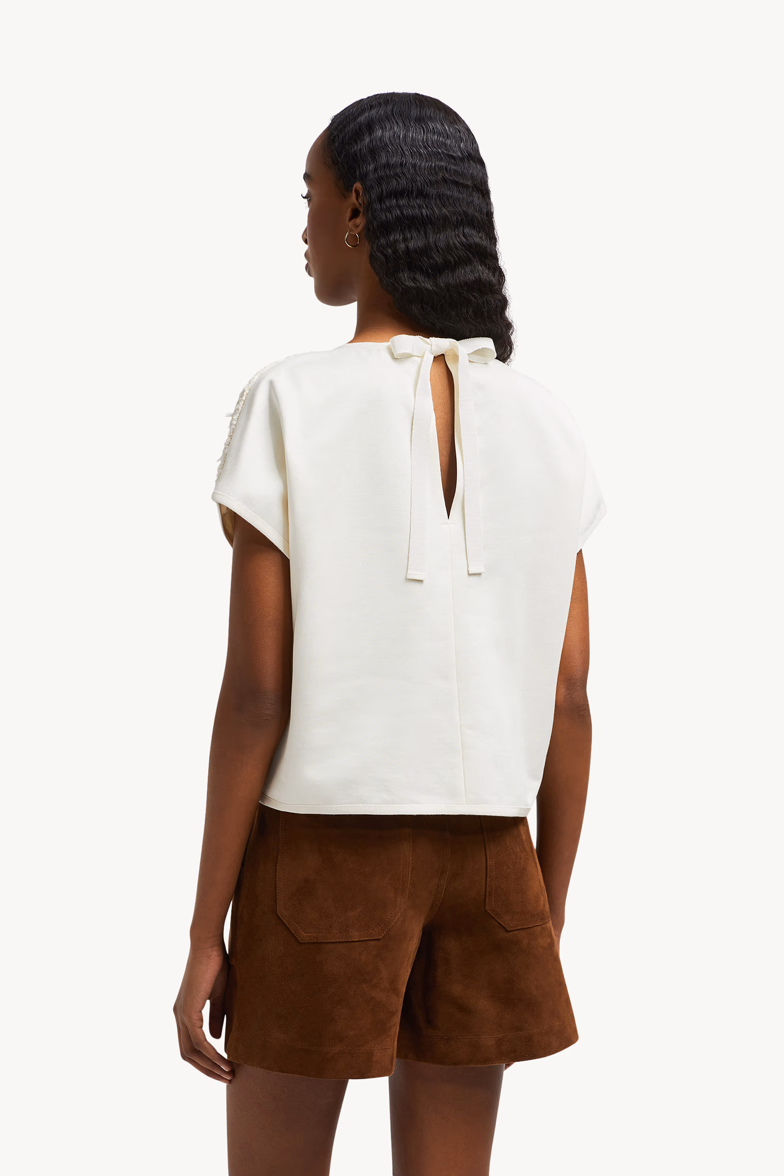 Top de seda y tweed Mujer Blanco Moncler 5